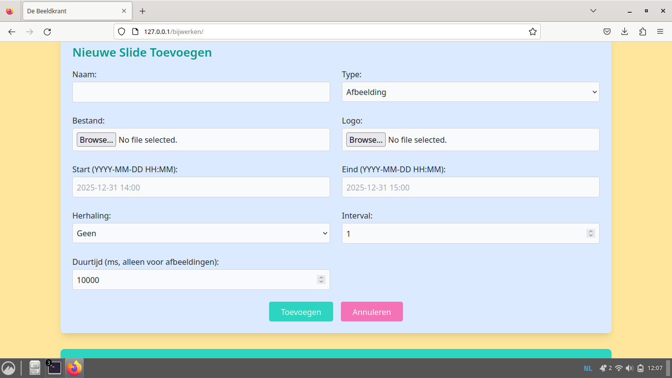 Voorbeeld van Desktop na booten :
